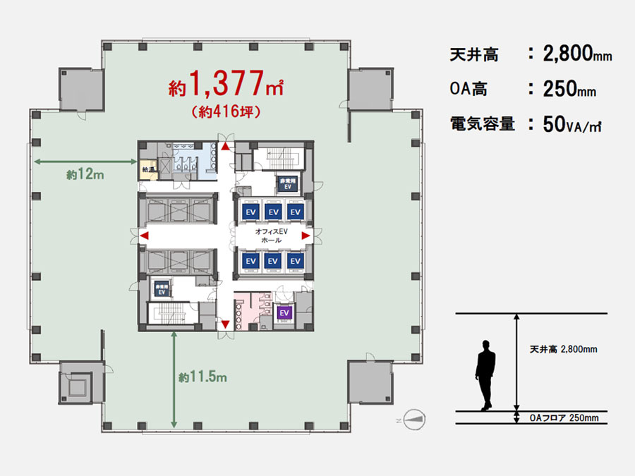 NBF品川タワー　基準階平面図