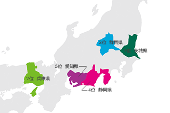 工場設立BEST5県　近年における主な工場投資
