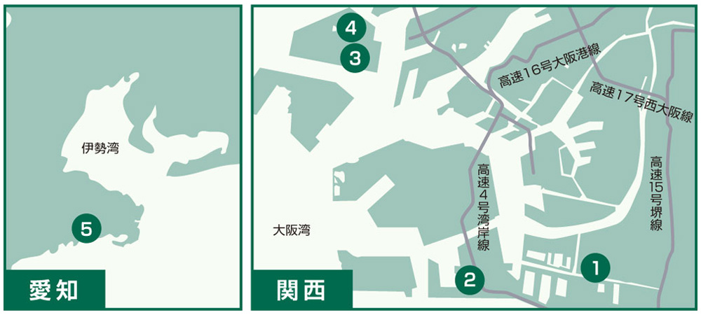 全国免震物流施設一覧　関西・中部