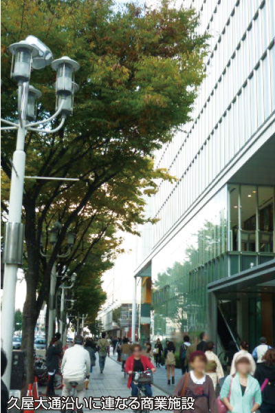 久屋大通沿いに連なる商業施設