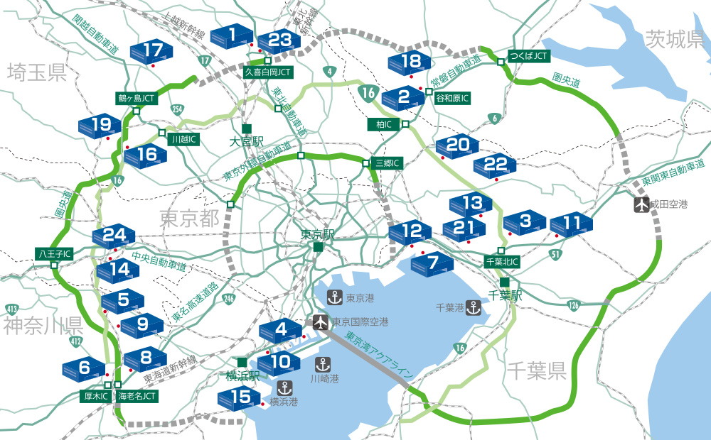 首都圏　主な物流施設の開発計画