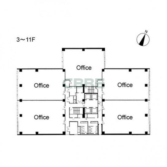 3階〜11階 平面図