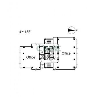 4階〜13階 平面図
