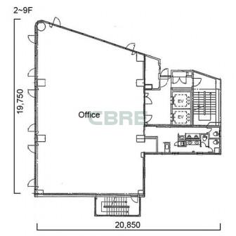 2階〜9階 平面図