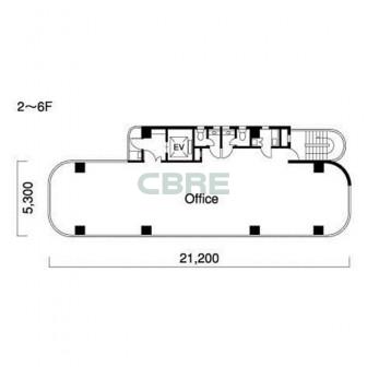 2階〜6階 平面図