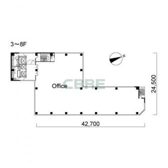3階〜8階 平面図