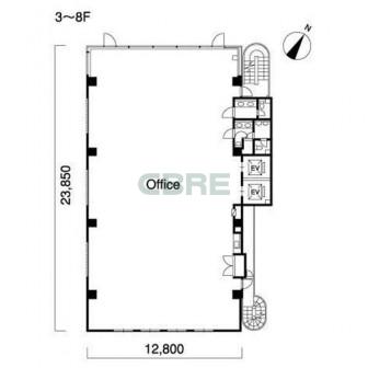 3階〜8階 平面図