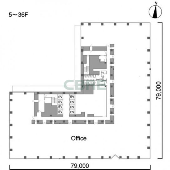 5階〜36階 平面図