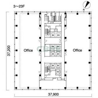 3階〜23階 平面図