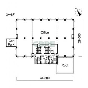 3階〜8階 平面図