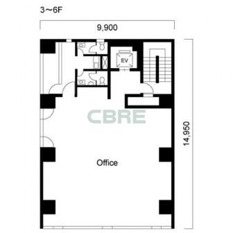3階〜6階 平面図