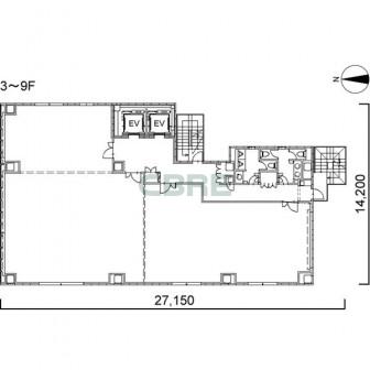 3階〜9階 平面図