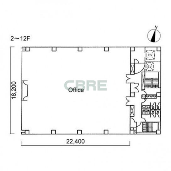 2階〜12階 平面図