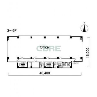 3階〜9階 平面図