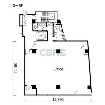 3階〜8階 平面図