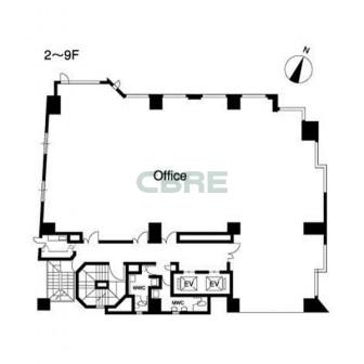 2階〜9階 平面図