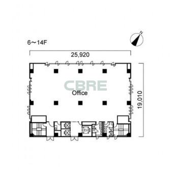6階〜14階 平面図