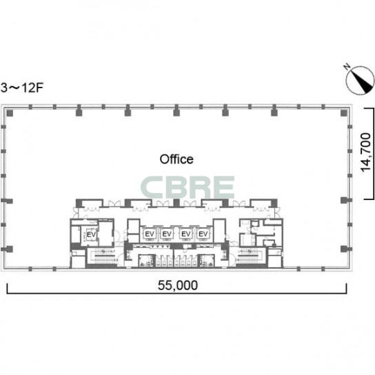 3階〜12階 平面図