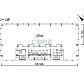 3階〜12階 平面図