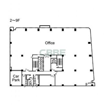 2階〜9階 平面図