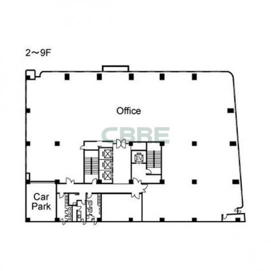 2階〜9階 平面図