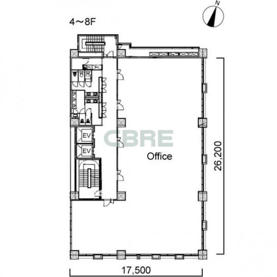 4階〜8階 平面図