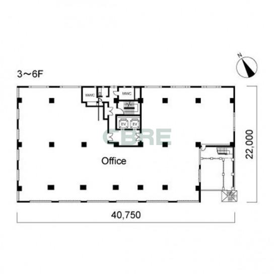 3階〜6階 平面図