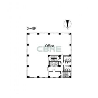 3階〜8階 平面図