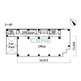 3階〜8階 平面図