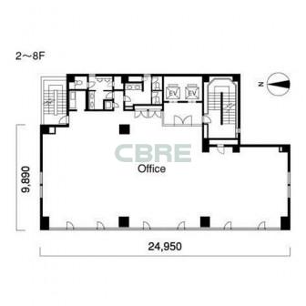 2階〜8階 平面図