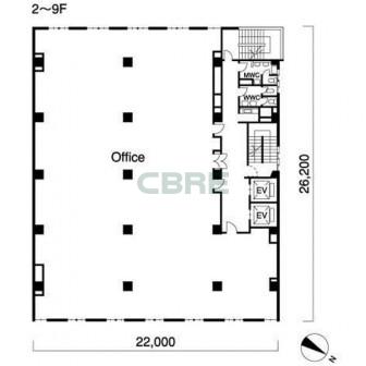2階〜9階 平面図