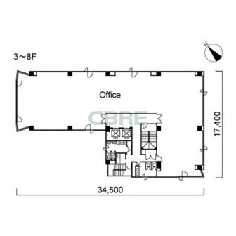3階〜8階 平面図