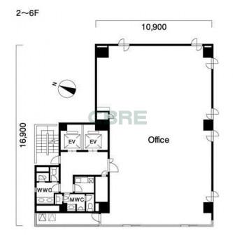 2階〜6階 平面図