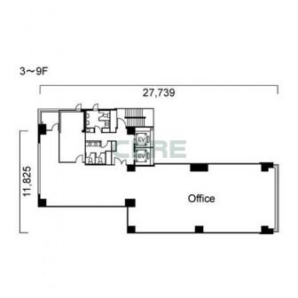 3階〜9階 平面図