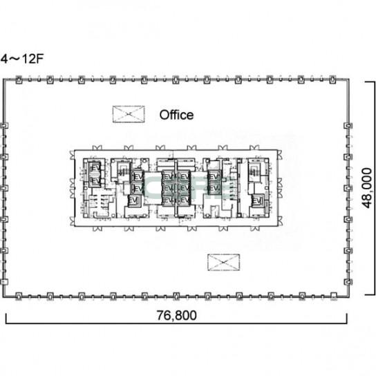 4階〜12階 平面図