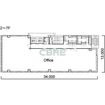 2階〜7階 平面図