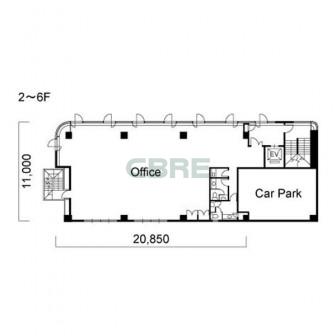 2階〜6階 平面図
