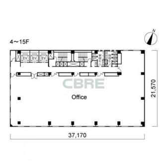 4階〜15階 平面図
