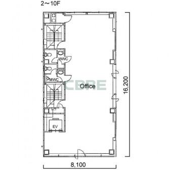 2階〜10階 平面図