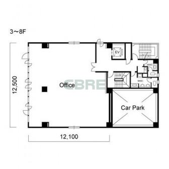 3階〜8階 平面図
