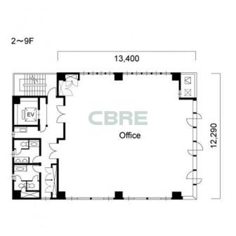 2階〜9階 平面図