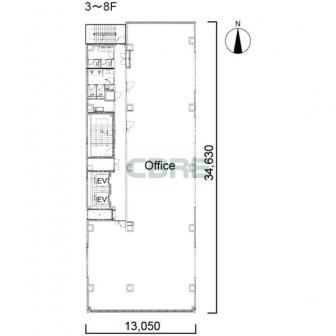 3階〜8階 平面図