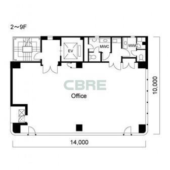 2階〜9階 平面図