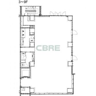 3階〜9階 平面図