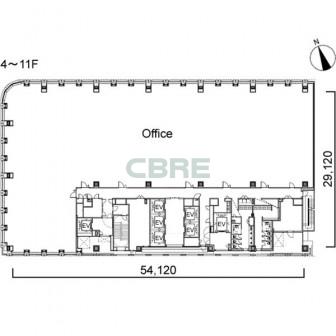 4階〜11階 平面図