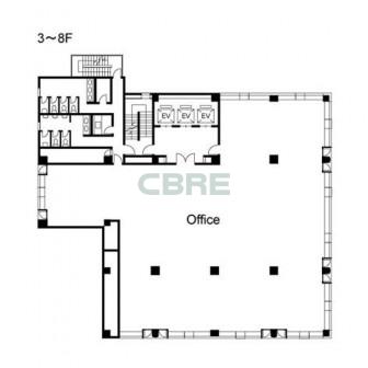 3階〜8階 平面図