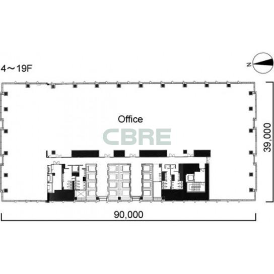 4階〜19階 平面図