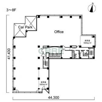 3階〜8階 平面図
