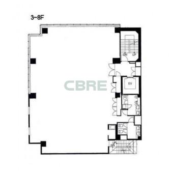 3階〜8階 平面図