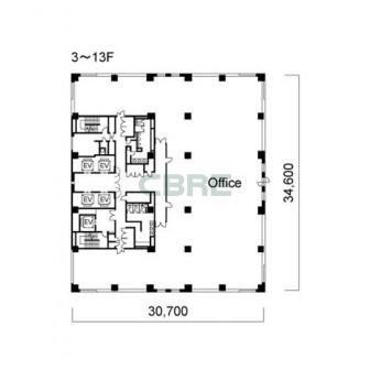 3階〜13階 平面図